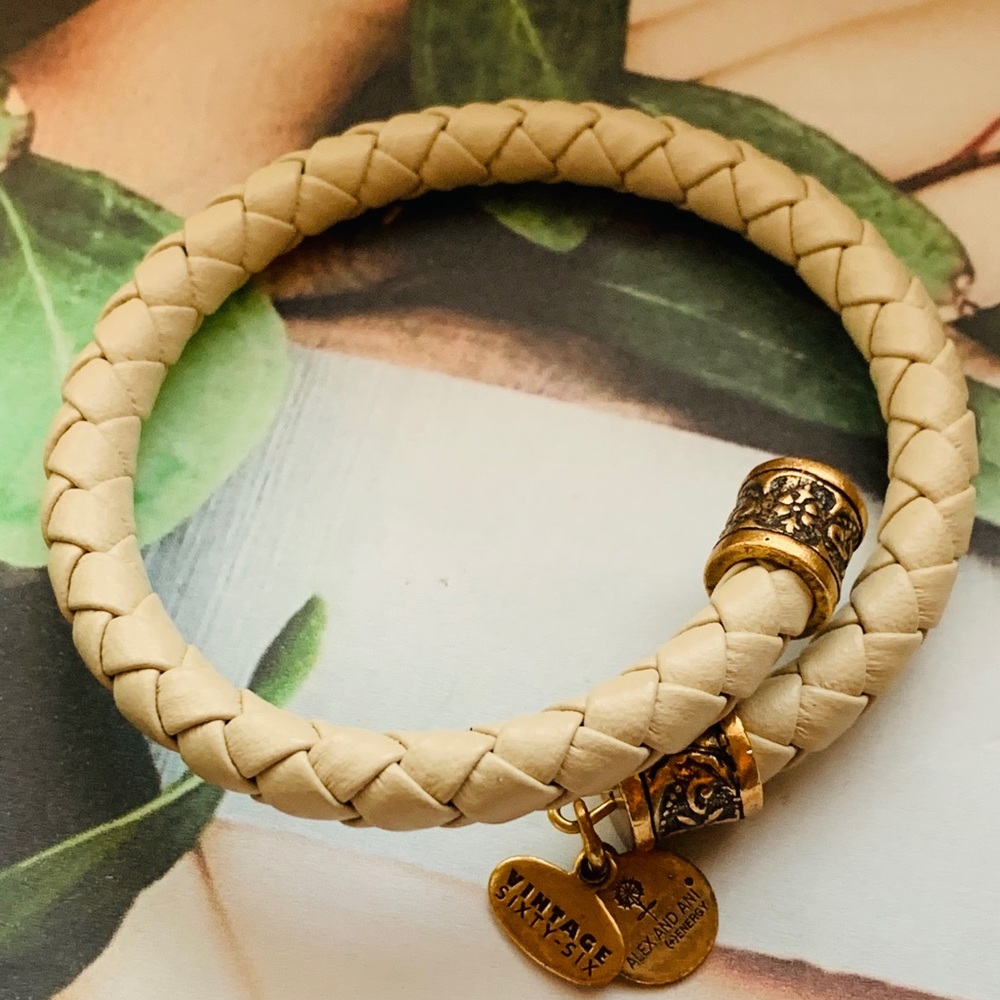 Alex and Ani Braided Leather Wrap Bracelet